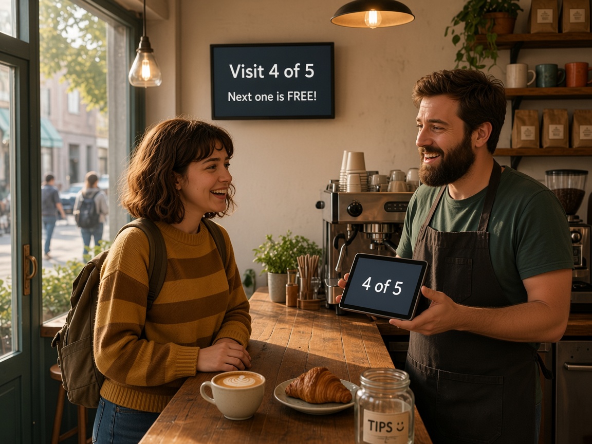 After Jellin: customer gives her phone number and the barista tracks the visit