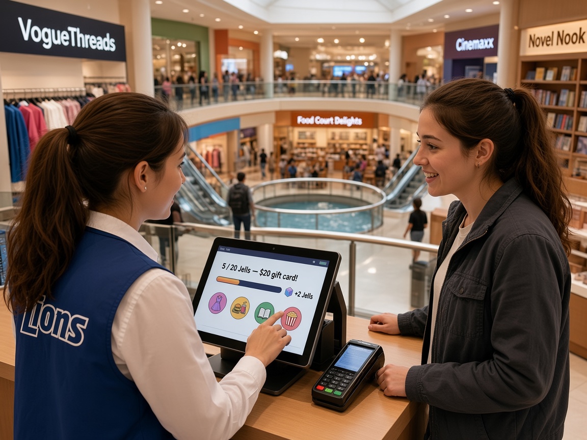 After Jellin: shopper earns mall-wide Jells with a phone number